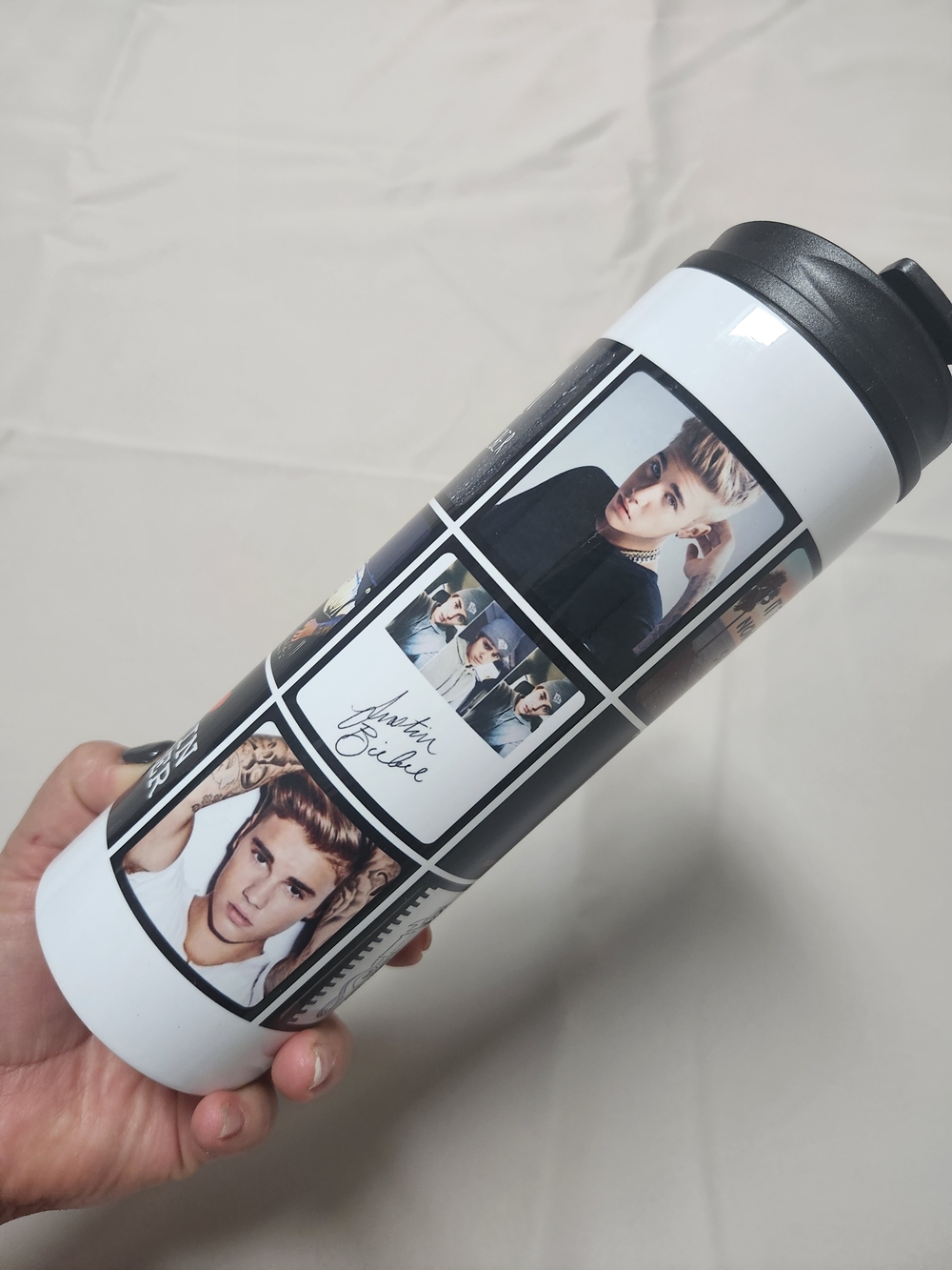 White and Black Photo Collage Travel Tumbler - Women Bags